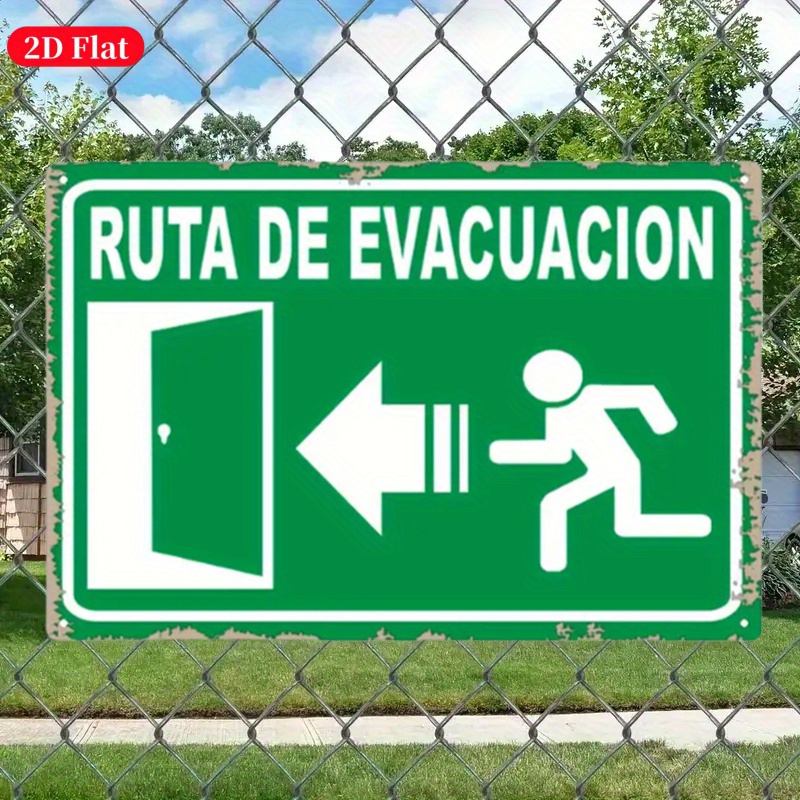 Emergency Exit Sign - (Placa de metal 2D) Placa de