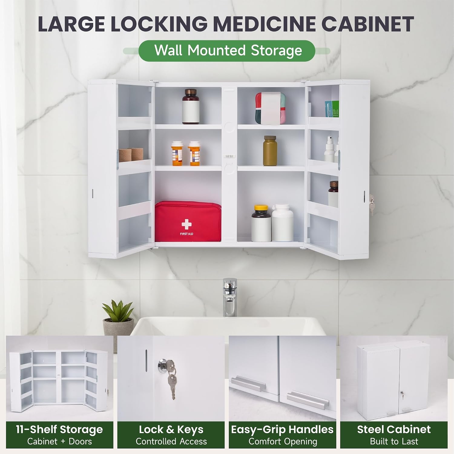Armário de Medicamentos Grande - Medicine Cabinet Lock avaliação e preço